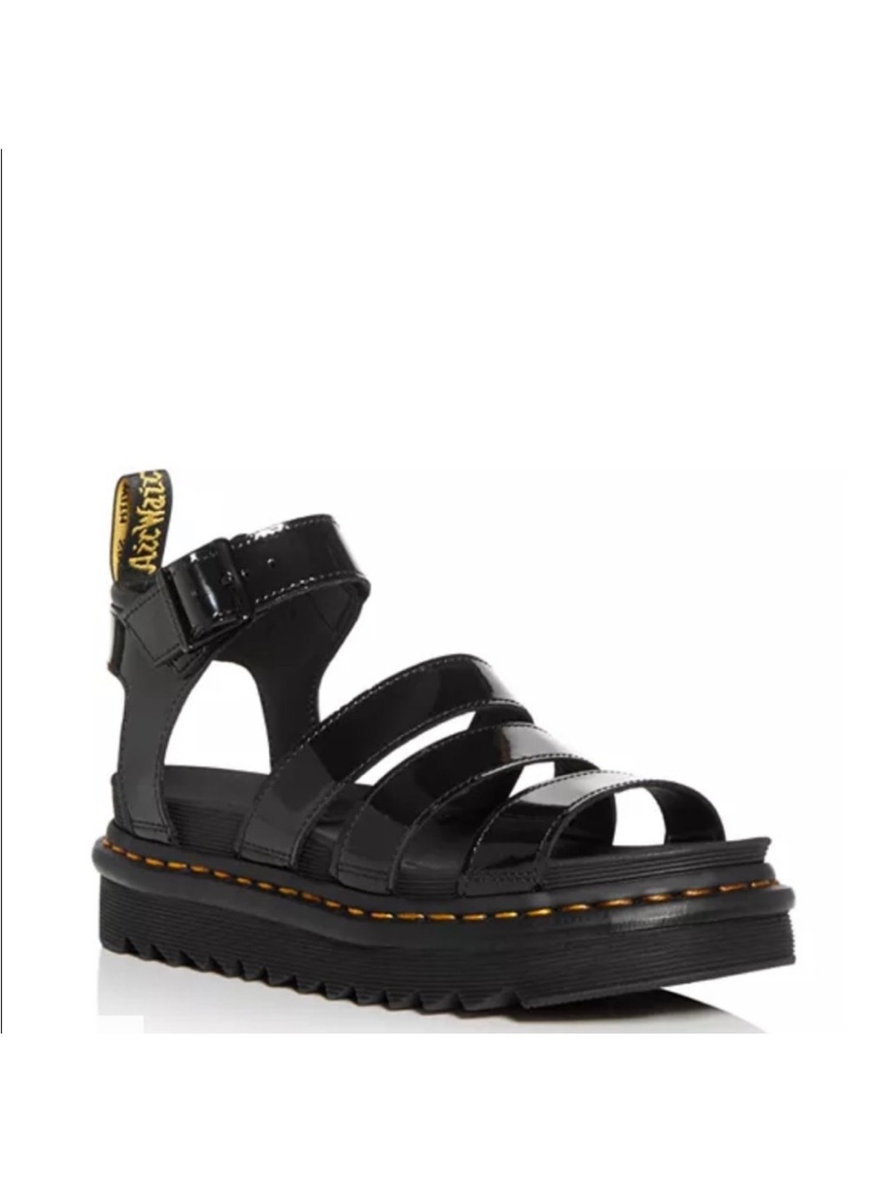 Dr. Martens Black Patent Strap Platform Sandal